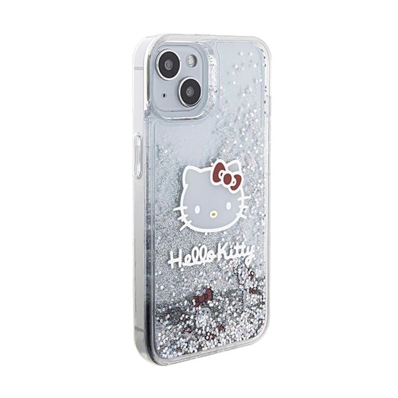 Hello Kitty Liquid Glitter Charms Kitty Head - iPhone 14 Case (Silver) - 4