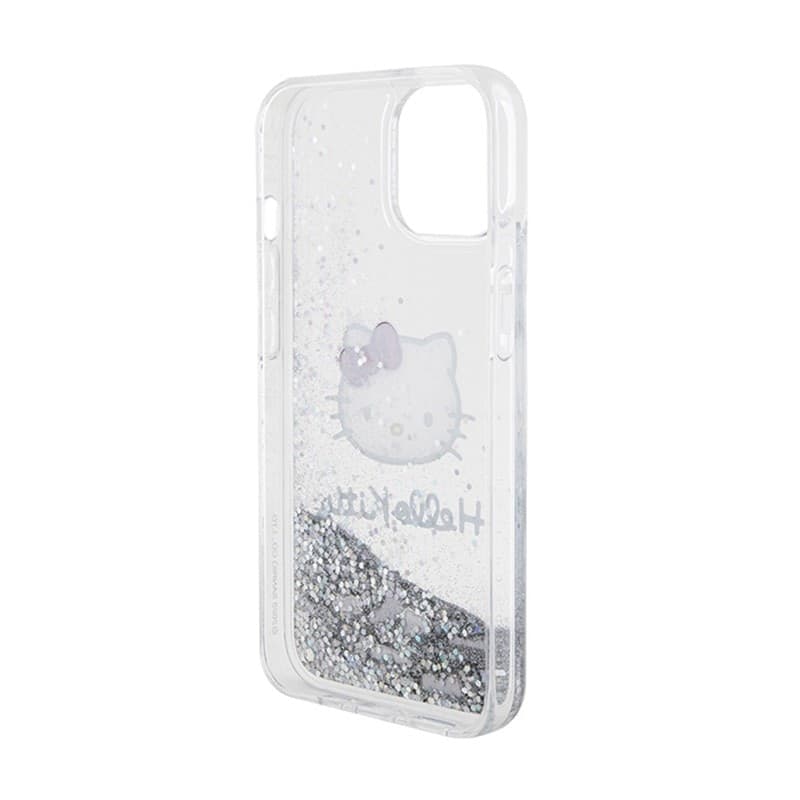 Hello Kitty Liquid Glitter Charms Kitty Head - iPhone 14 Case (Silver) - 5