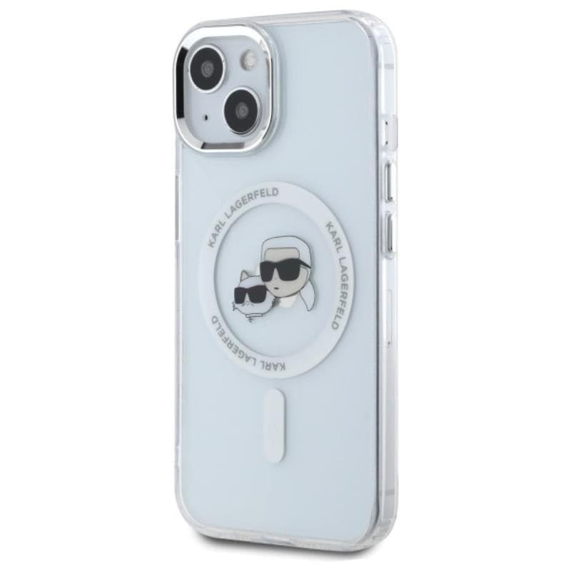 Karl Lagerfeld IML Metal Karl & Choupette Head MagSafe - Case for iPhone 15 (White) - 2