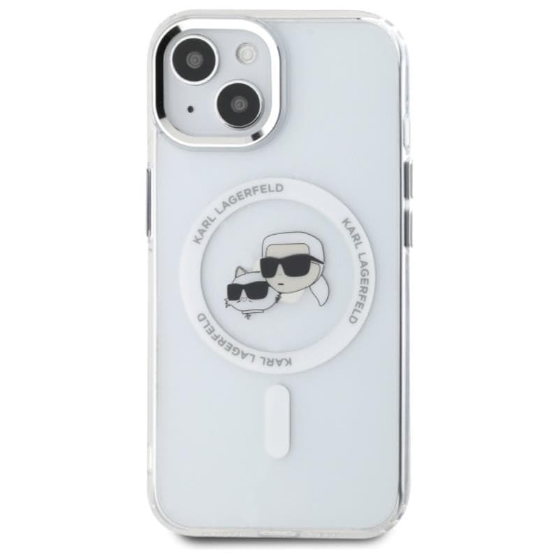 Karl Lagerfeld IML Metal Karl & Choupette Head MagSafe - Case for iPhone 15 (White) - 3