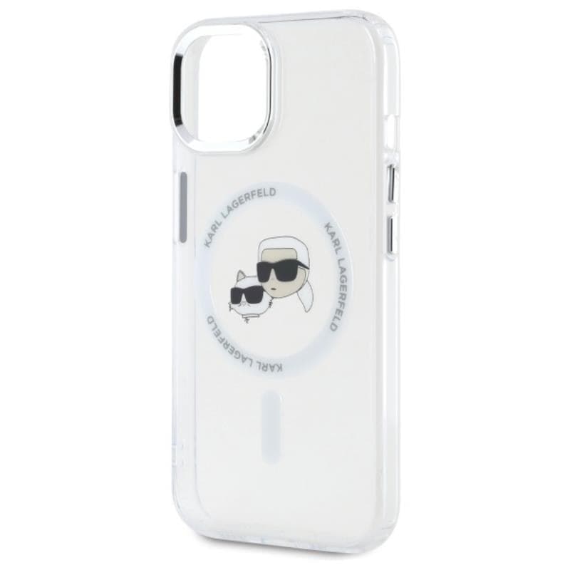 Karl Lagerfeld IML Metal Karl & Choupette Head MagSafe - Case for iPhone 15 (White) - 6