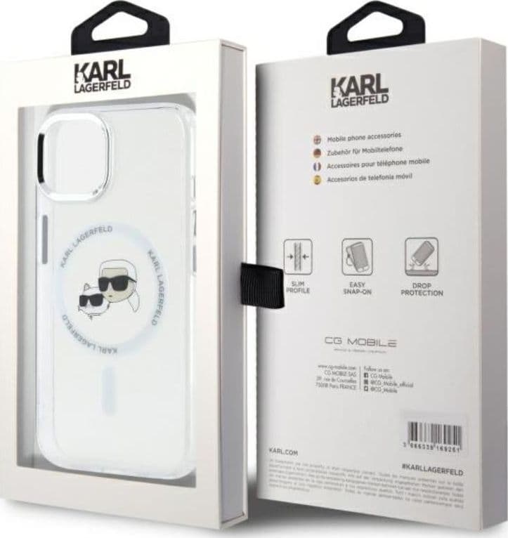 Karl Lagerfeld IML Metal Karl & Choupette Head MagSafe - Case for iPhone 15 (White) - 8