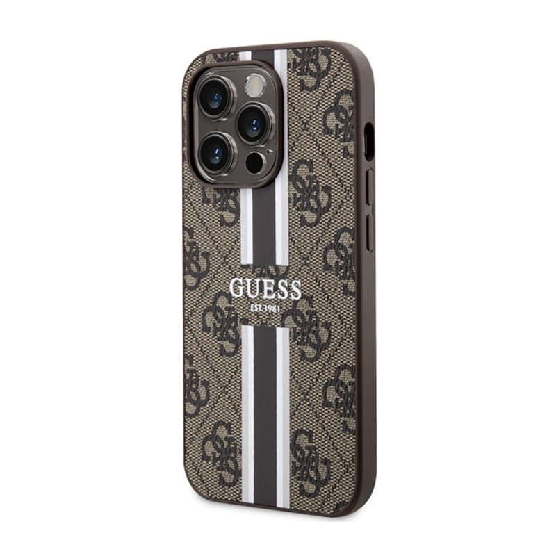 Guess 4G Printed Stripes MagSafe - Case for iPhone 14 Pro (Brown) - 2