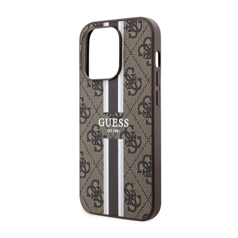 Guess 4G Printed Stripes MagSafe - Case for iPhone 14 Pro (Brown) - 6