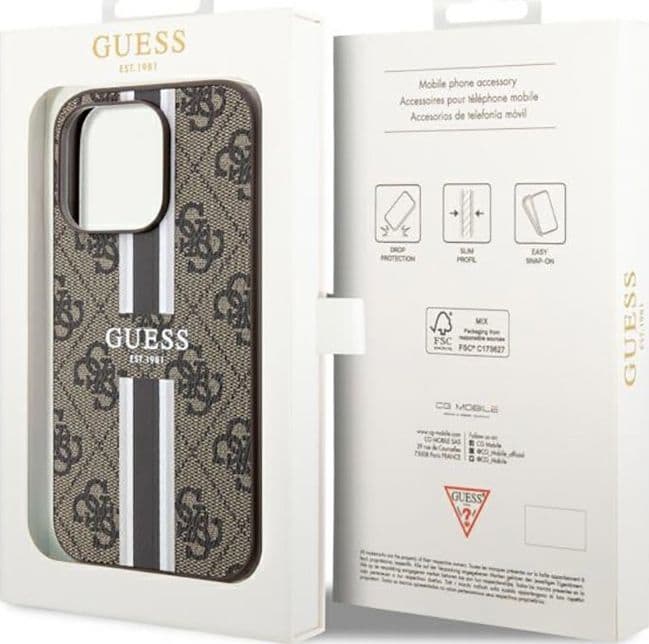 Guess 4G Printed Stripes MagSafe - Case for iPhone 14 Pro (Brown) - 8