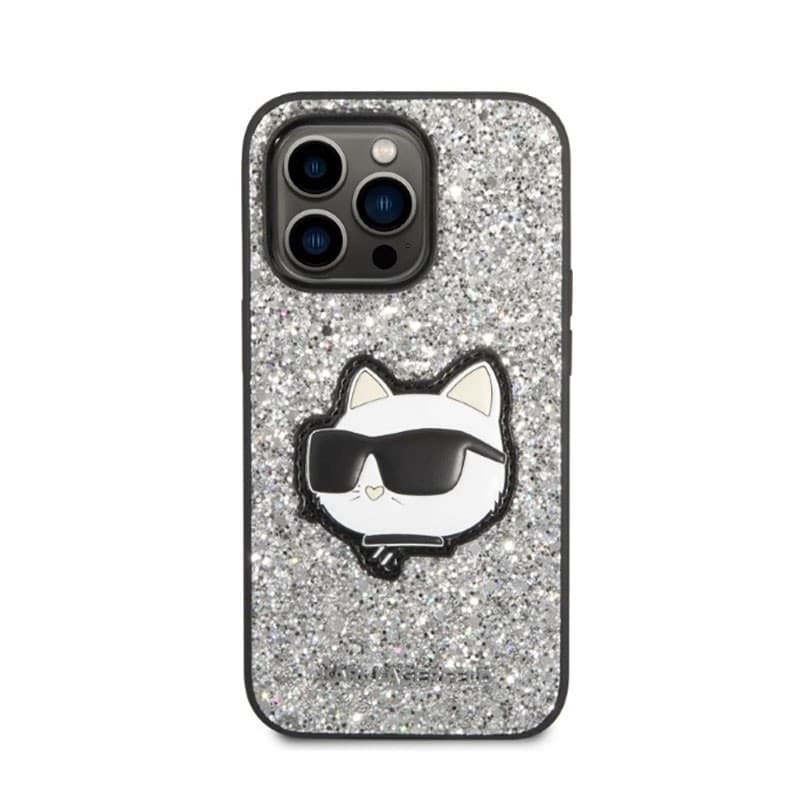 Karl Lagerfeld NFT Glitter Choupette Patch- Case for iPhone 14 Pro (Silver) - 3