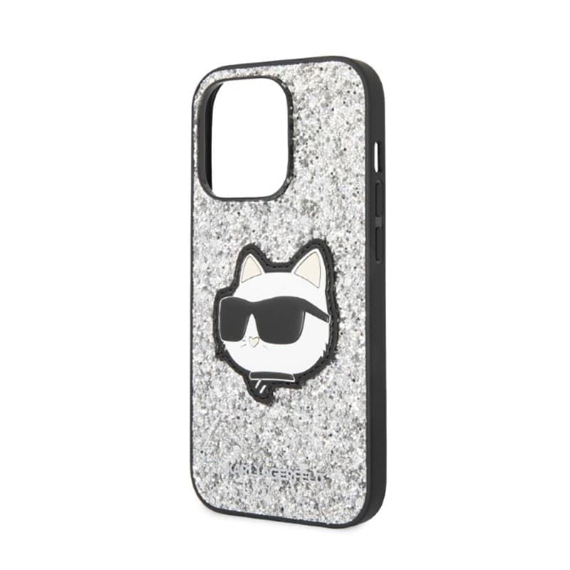 Karl Lagerfeld NFT Glitter Choupette Patch- Case for iPhone 14 Pro (Silver) - 6