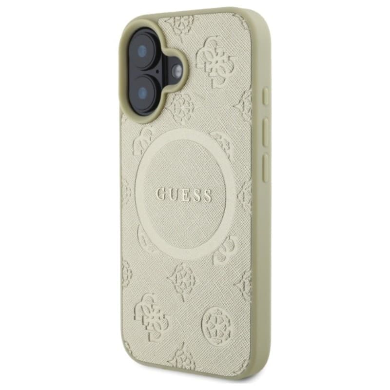 Guess Saffiano Peony Classic Logo MagSafe - Case for iPhone 16 (gold) - 2