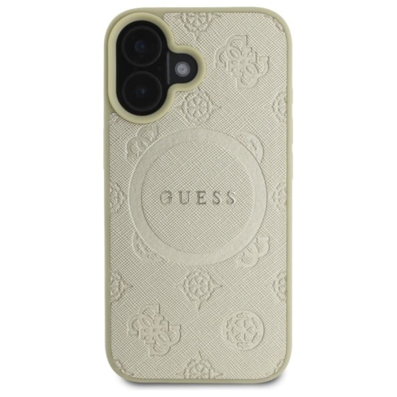 Guess Saffiano Peony Classic Logo MagSafe - Case for iPhone 16 (gold) - 3