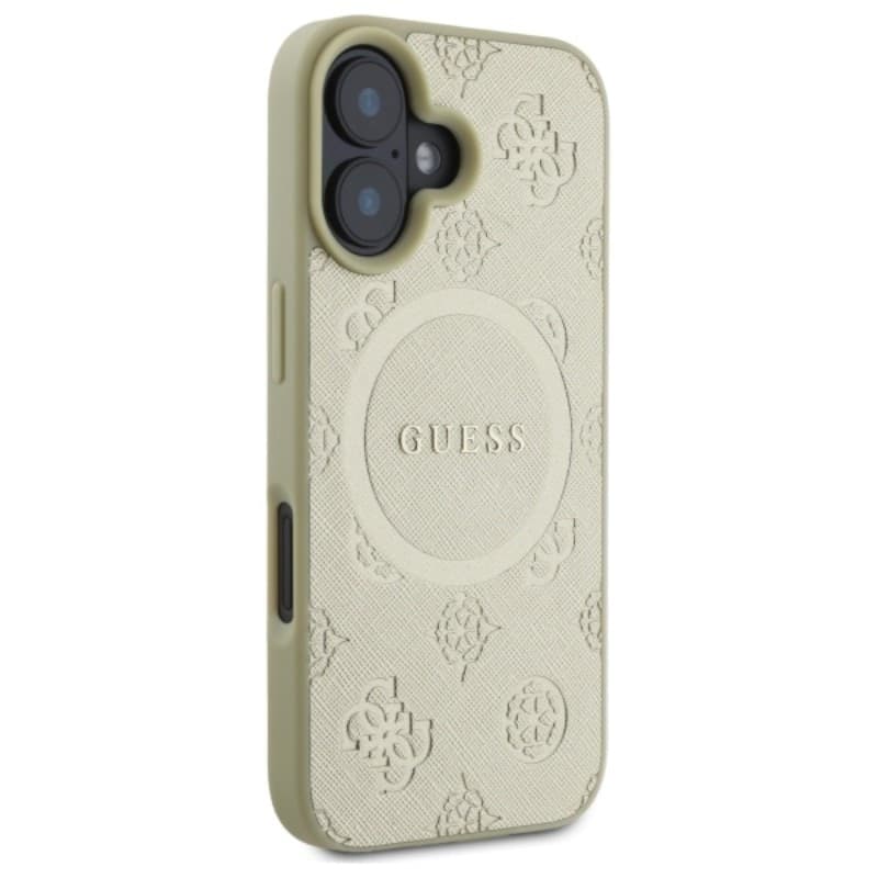 Guess Saffiano Peony Classic Logo MagSafe - Case for iPhone 16 (gold) - 4