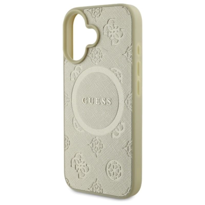 Guess Saffiano Peony Classic Logo MagSafe - Case for iPhone 16 (gold) - 6