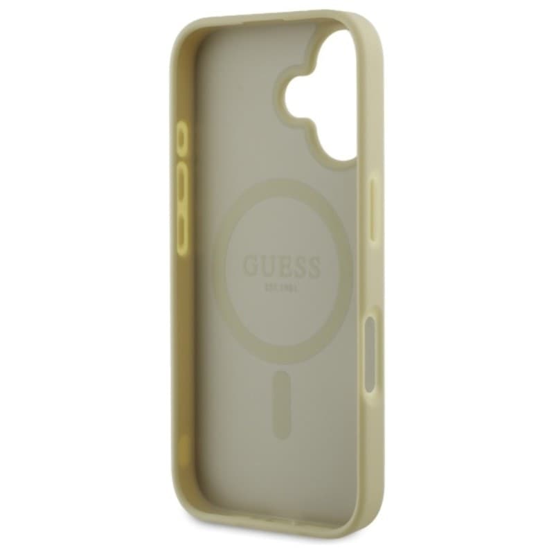 Guess Saffiano Peony Classic Logo MagSafe - Case for iPhone 16 (gold) - 7