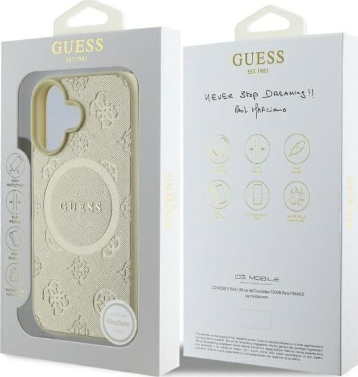 Guess Saffiano Peony Classic Logo MagSafe - Case for iPhone 16 (gold) - 8