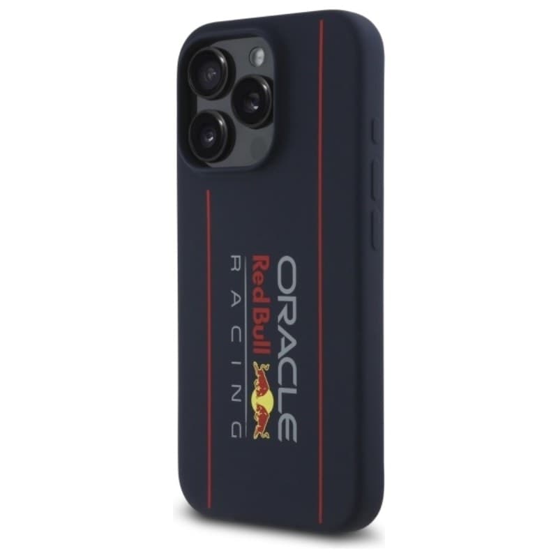 Custodia MagSafe in silicone con logo verticale Red Bull per iPhone 16 Pro Max (blu navy) - 2