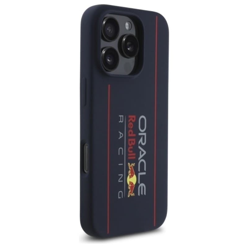 Custodia MagSafe in silicone con logo verticale Red Bull per iPhone 16 Pro Max (blu navy) - 4
