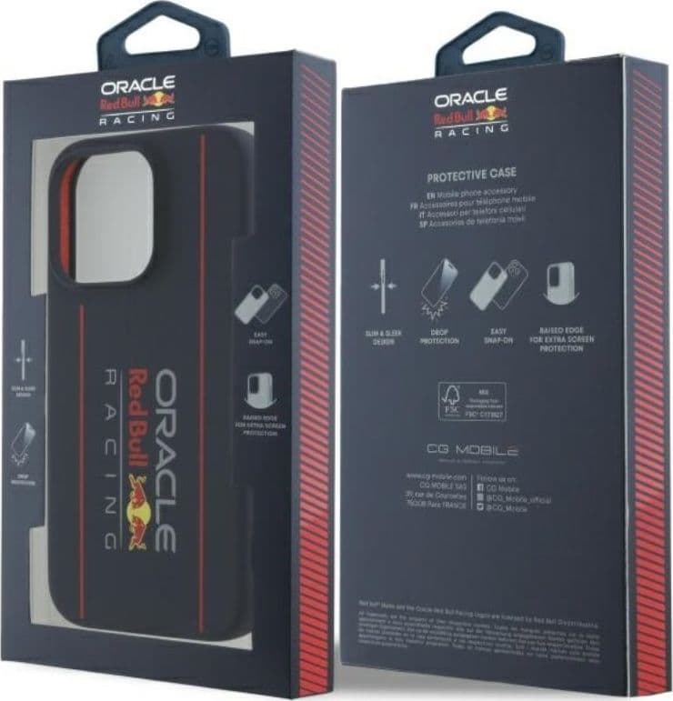 Custodia MagSafe in silicone con logo verticale Red Bull per iPhone 16 Pro Max (blu navy) - 8