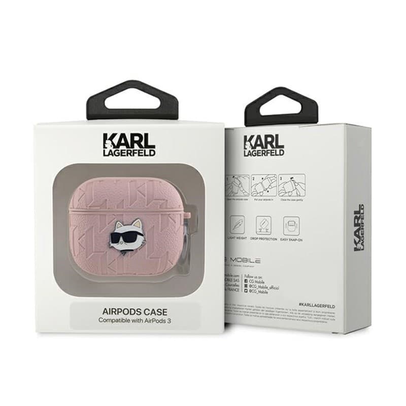 Karl Lagerfeld Monogram Choupette Head - AirPods 3 Case (pink) - 3