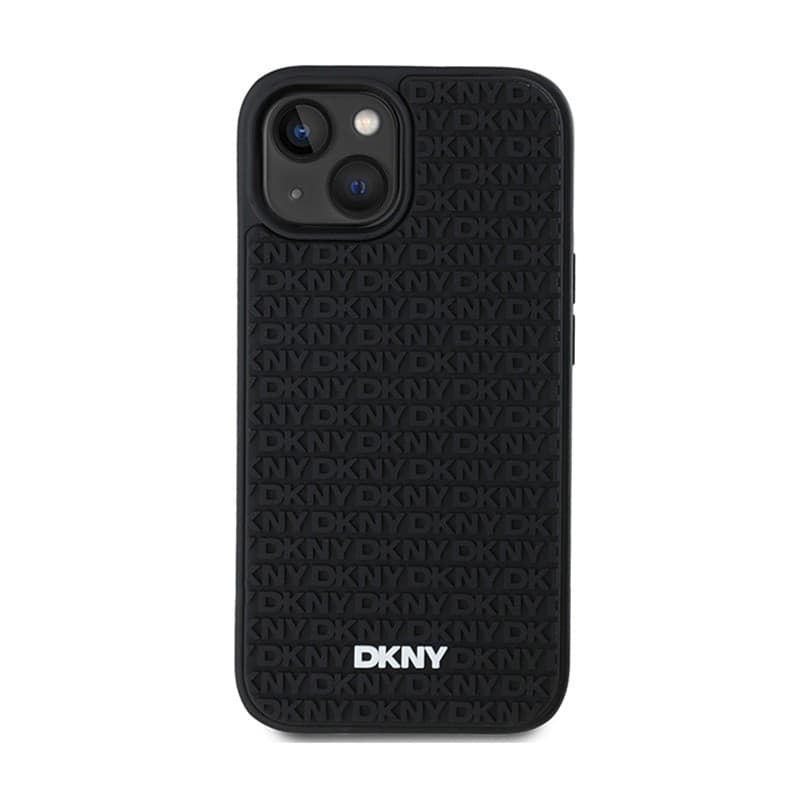 DKNY 3D Rubber Repeat Pattern - Case for iPhone 15 Plus (Black) - 3