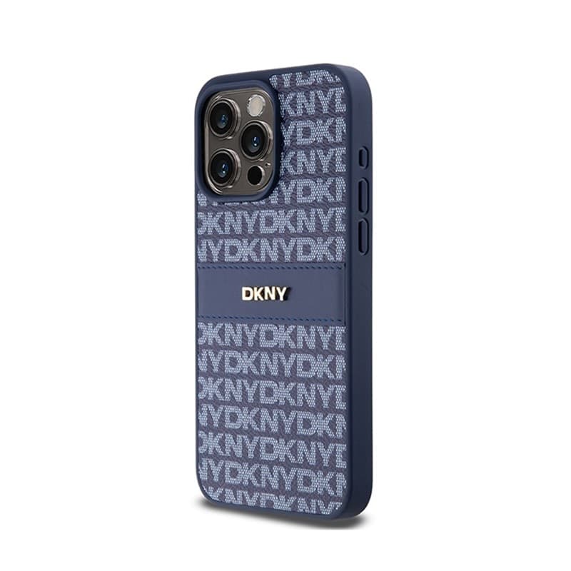 DKNY Leather Mono Stripe & Metal Logo - Case for iPhone 15 Pro Max (blue) - 2