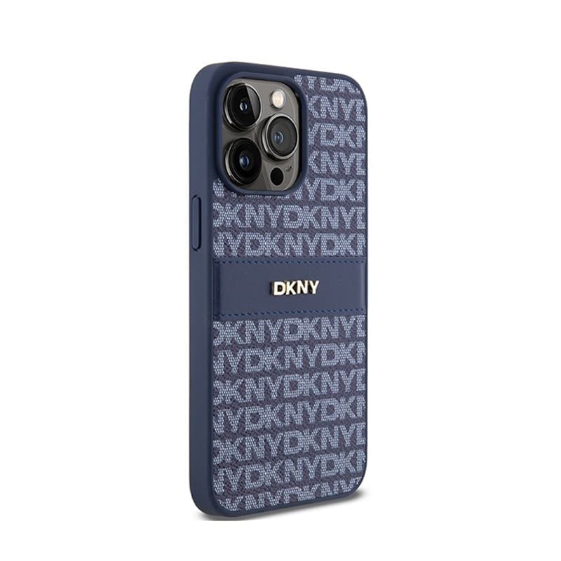 DKNY Leather Mono Stripe & Metal Logo - Case for iPhone 15 Pro Max (blue) - 4