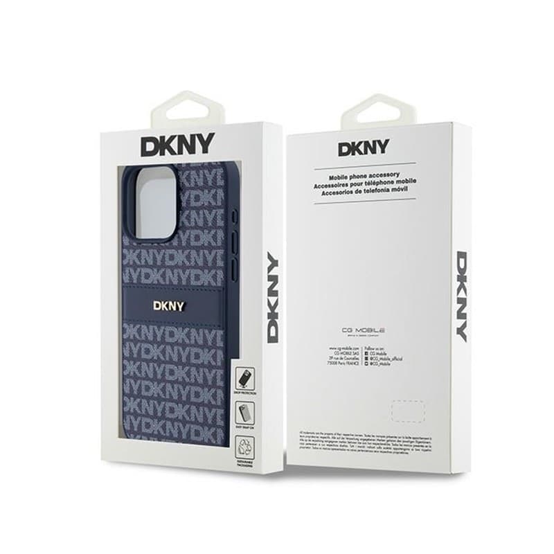 DKNY Leather Mono Stripe & Metal Logo - Case for iPhone 15 Pro Max (blue) - 8