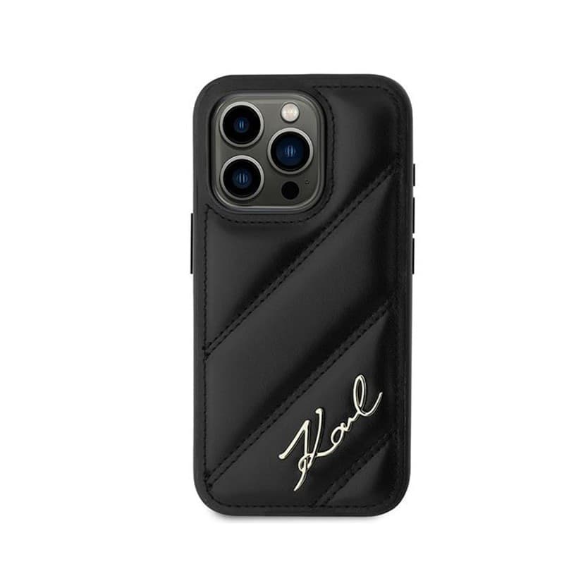 Karl Lagerfeld Diagonal Quilted Script - Case for iPhone 15 Pro (Black) - 3