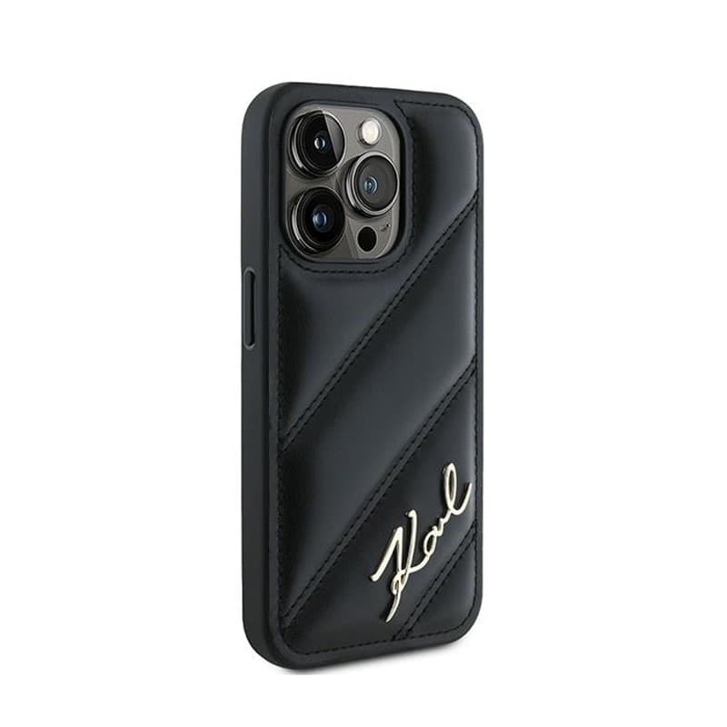 Karl Lagerfeld Diagonal Quilted Script - Case for iPhone 15 Pro (Black) - 4