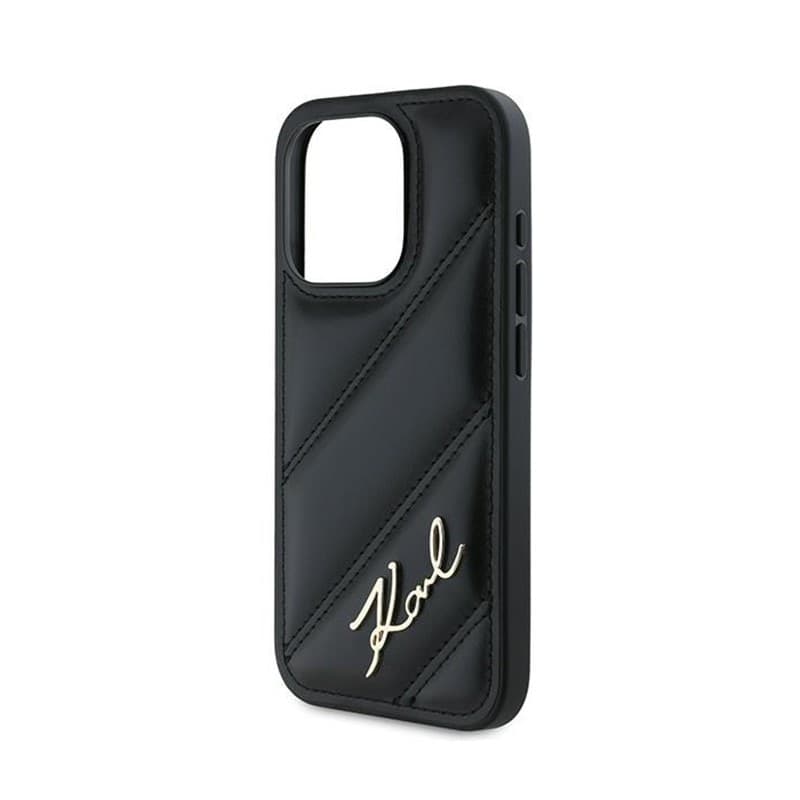 Karl Lagerfeld Diagonal Quilted Script - Case for iPhone 15 Pro (Black) - 6