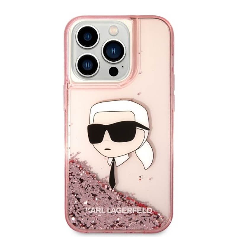 Karl Lagerfeld Liquid Glitter NFT Karl's Head - Case for iPhone 14 Pro Max (Pink) - 3
