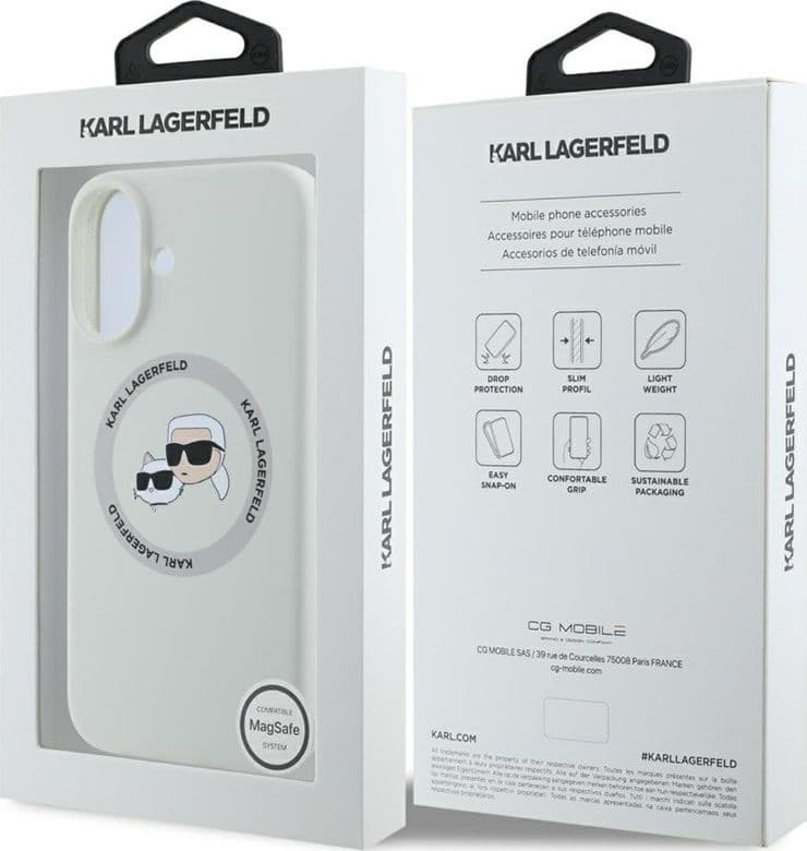 Karl Lagerfeld Silicone Double Heads And Circle MagSafe - Case for iPhone 16 (beige) - 8