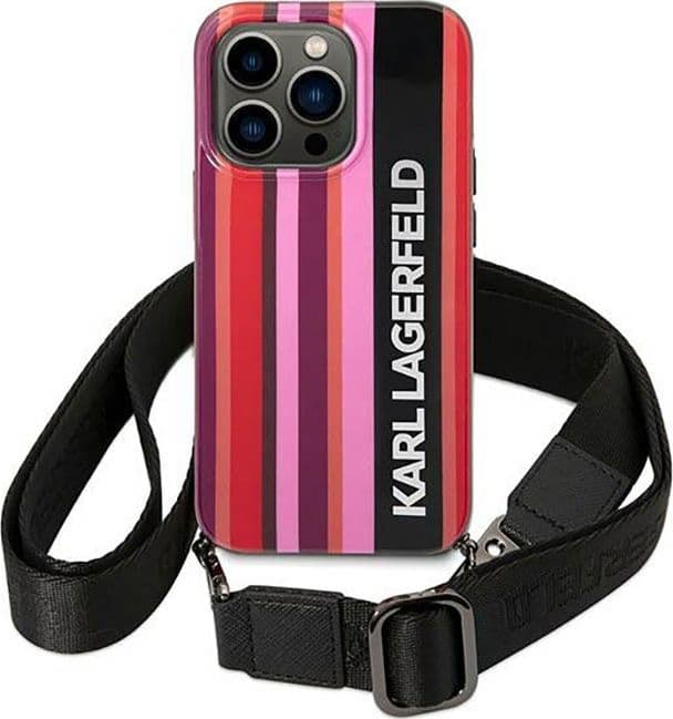 Karl Lagerfeld Color Stripes Strap - Case for iPhone 14 Pro Max (Pink) - 2