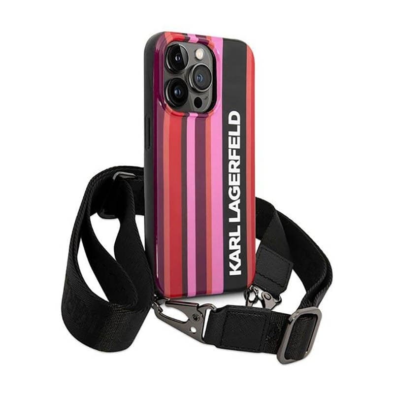 Karl Lagerfeld Color Stripes Strap - Case for iPhone 14 Pro Max (Pink) - 3