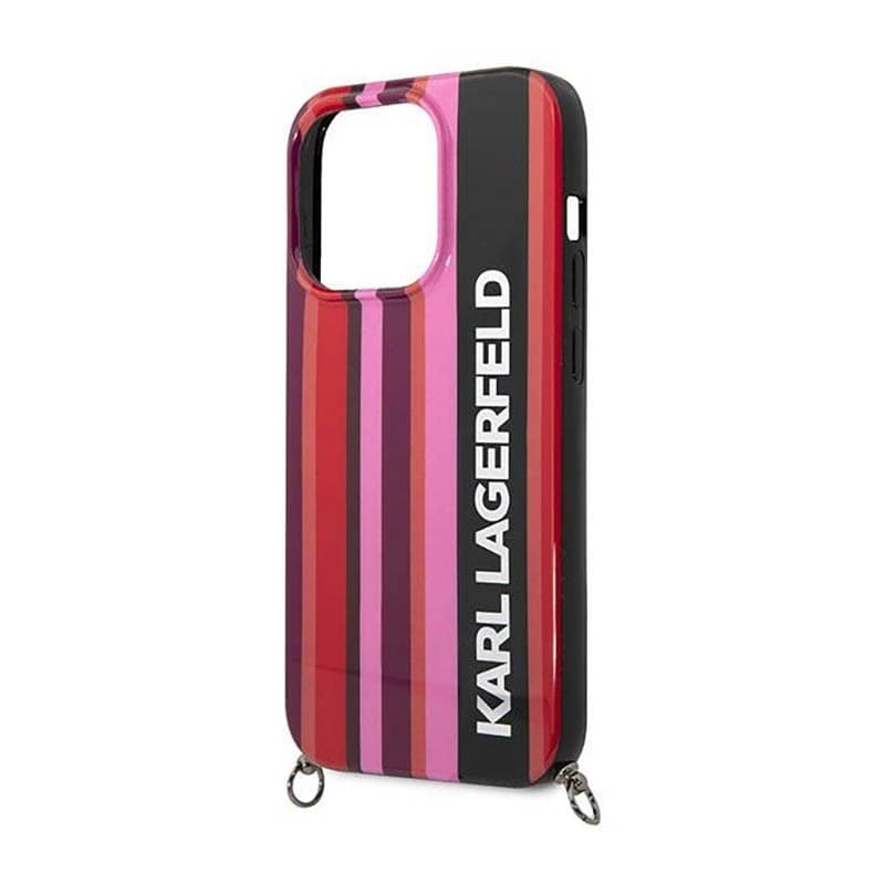 Karl Lagerfeld Color Stripes Strap - Case for iPhone 14 Pro Max (Pink) - 5