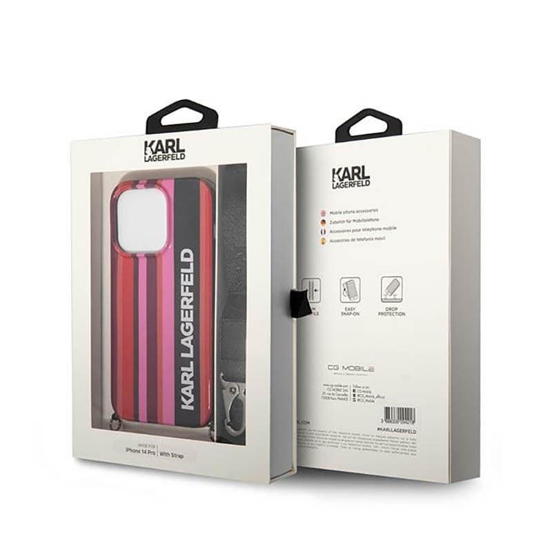 Karl Lagerfeld Color Stripes Strap - Case for iPhone 14 Pro Max (Pink) - 7