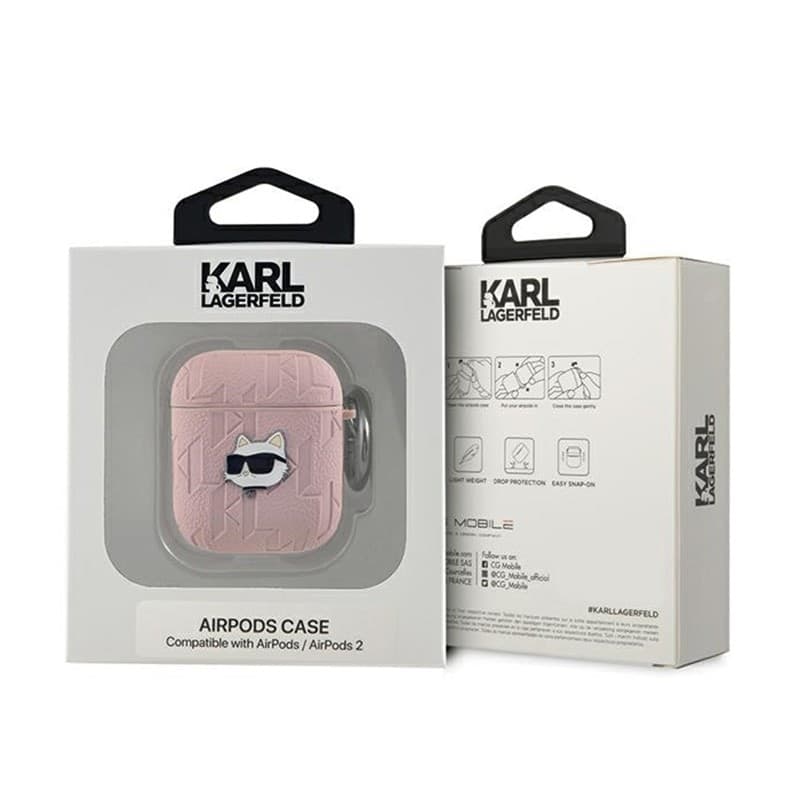 Karl Lagerfeld Monogram Choupette Head - AirPods 1/2 gen Case (pink) - 3