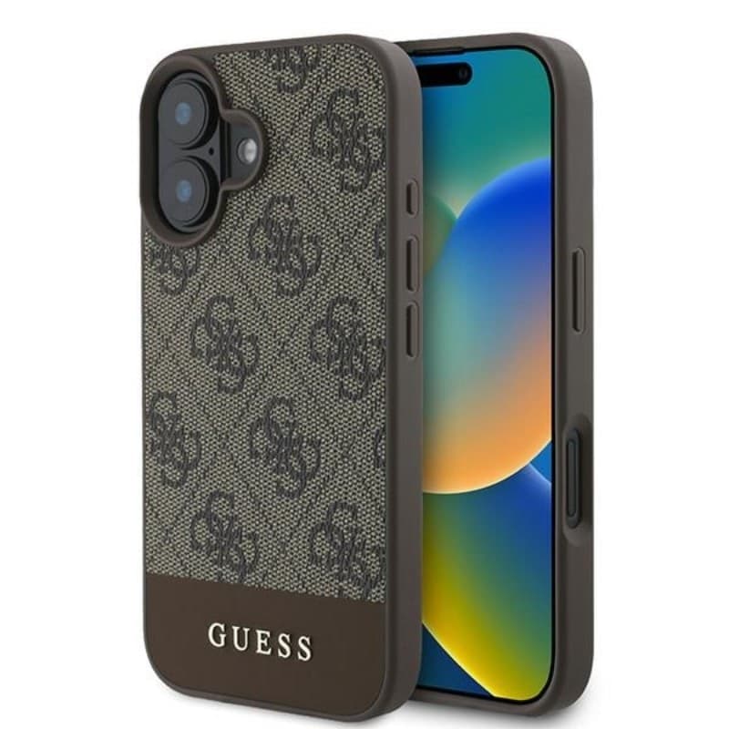 Guess 4G Bottom Stripe - Case for iPhone 16 Plus (brown)