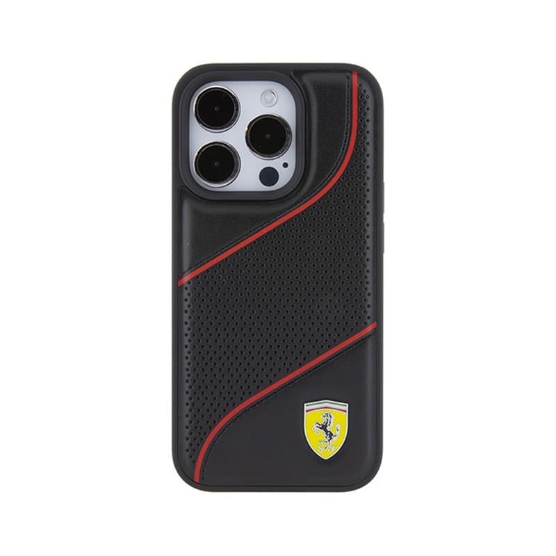 Ferrari Perforated Waves Metal Logo - iPhone 15 Pro Case (black) - 3