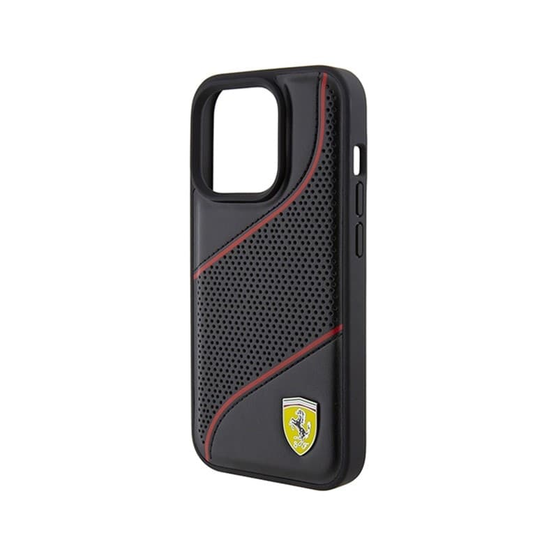 Ferrari Perforated Waves Metal Logo - iPhone 15 Pro Case (black) - 6