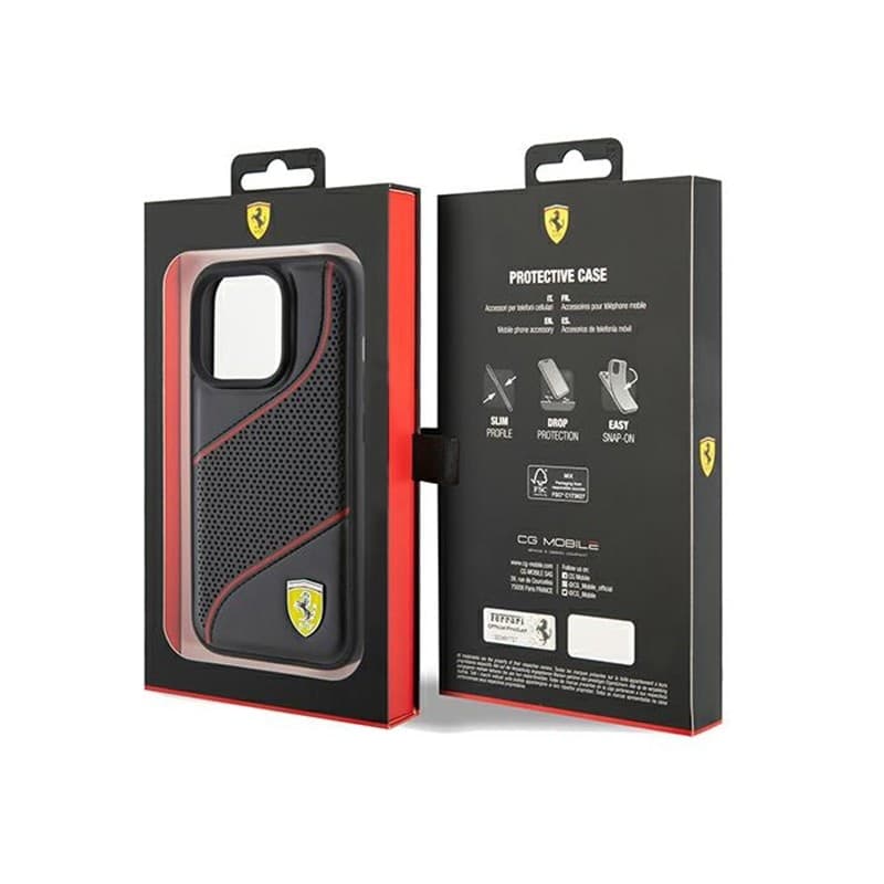 Ferrari Perforated Waves Metal Logo - iPhone 15 Pro Case (black) - 8