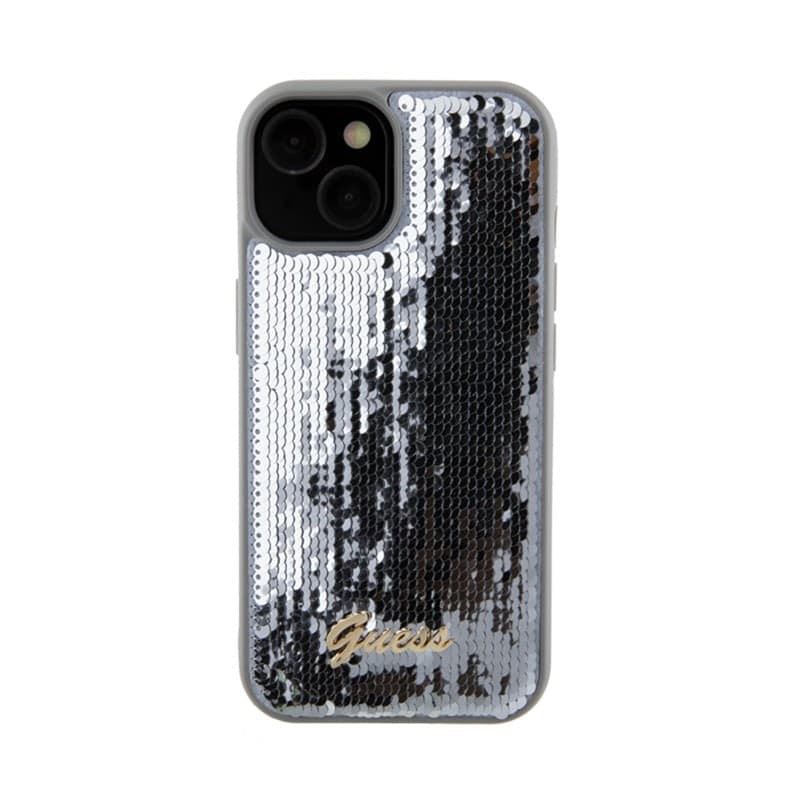 Guess Sequin Script Metal - Case for iPhone 15 (Silver) - 3