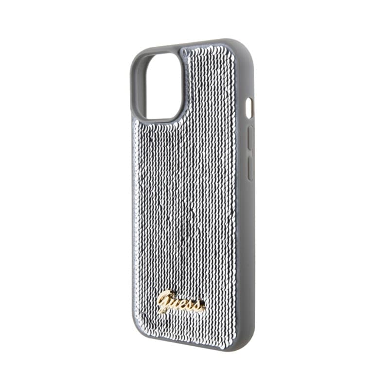 Guess Sequin Script Metal - Case for iPhone 15 (Silver) - 6
