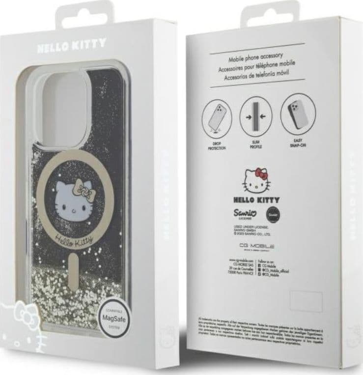 Hello Kitty Liquid Glitter Fever MagSafe - Case for iPhone 16 Pro Max (black/gold) - 8