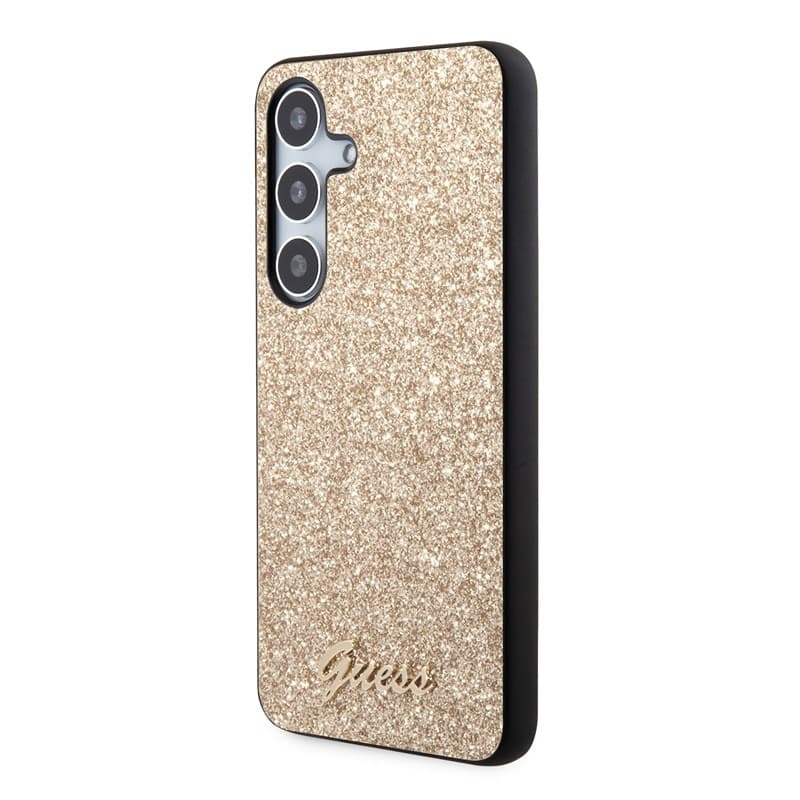 Guess Glitter Flakes Metal Logo Case - Case for Samsung Galaxy S24 (gold) - 2