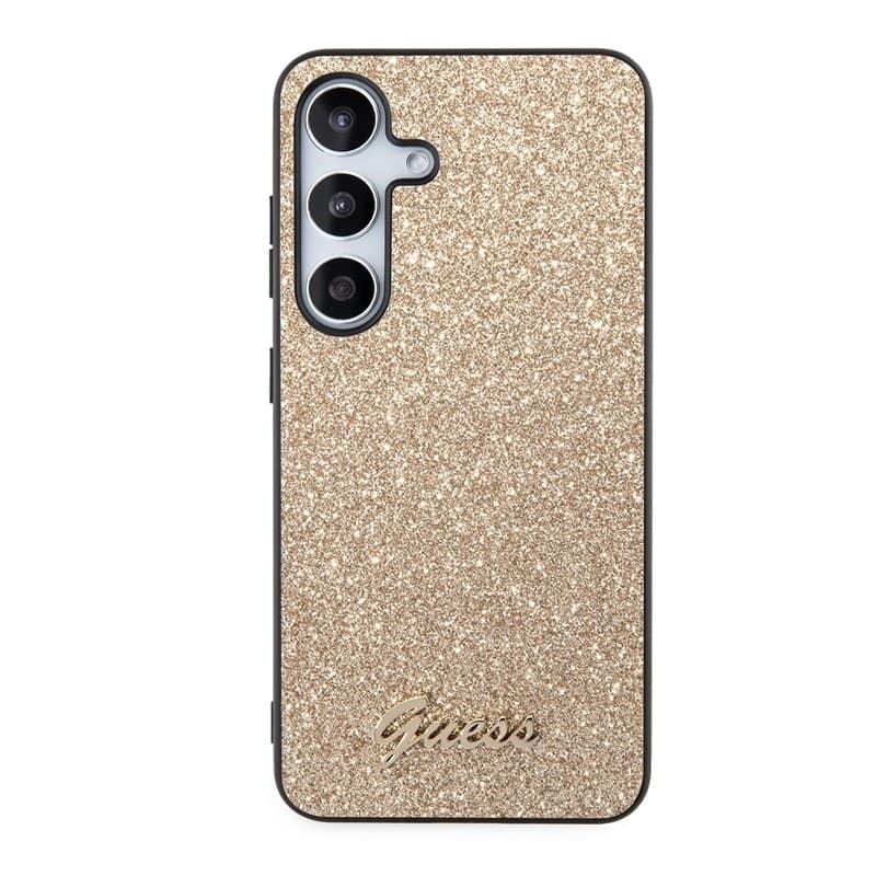 Guess Glitter Flakes Metal Logo Case - Case for Samsung Galaxy S24 (gold) - 3