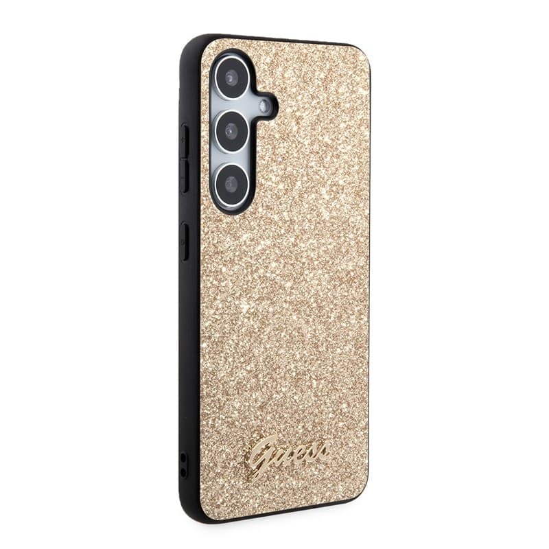 Guess Glitter Flakes Metal Logo Case - Case for Samsung Galaxy S24 (gold) - 4