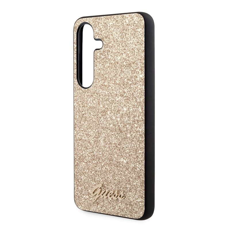 Guess Glitter Flakes Metal Logo Case - Case for Samsung Galaxy S24 (gold) - 6