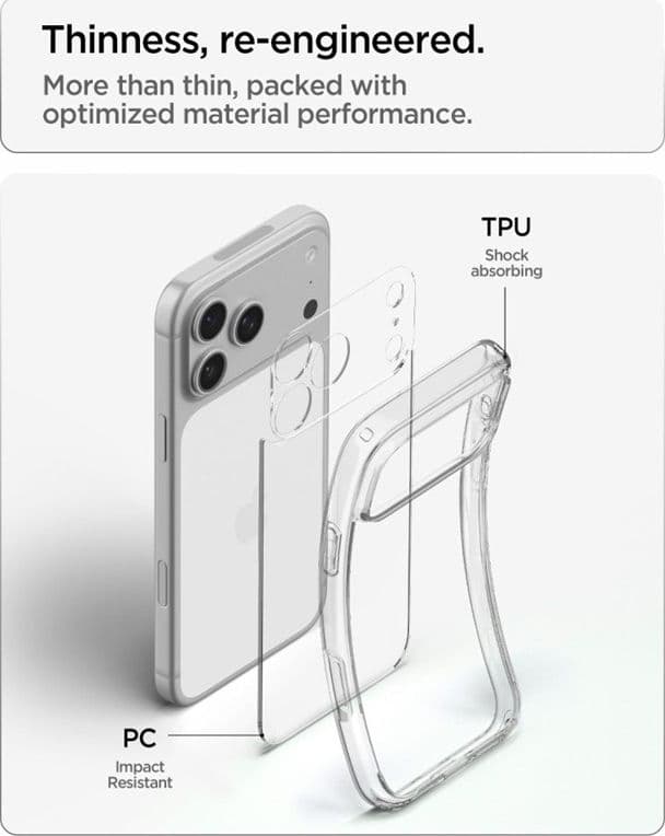 Spigen Ultra Hybrid - Custodia per iPhone 18 Pro / 17 Pro (Trasparente) - 7