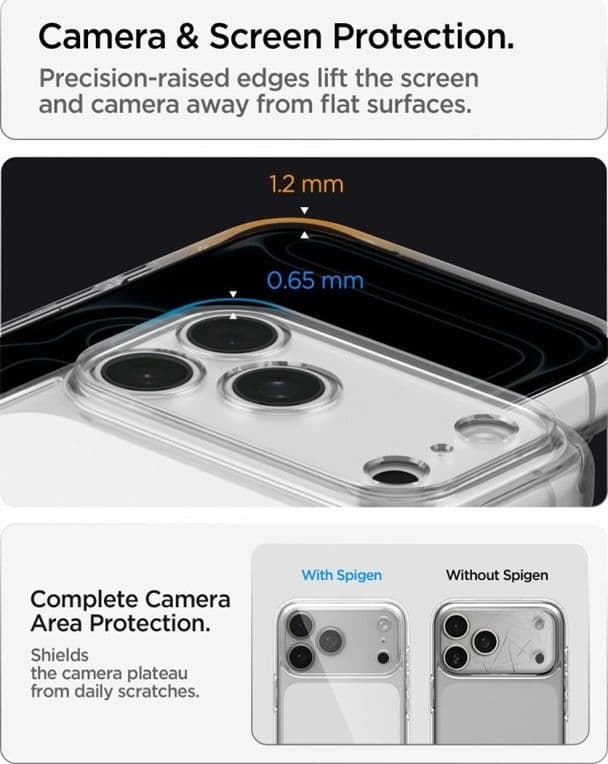 Spigen Ultra Hybrid - Custodia per iPhone 18 Pro / 17 Pro (Trasparente) - 10