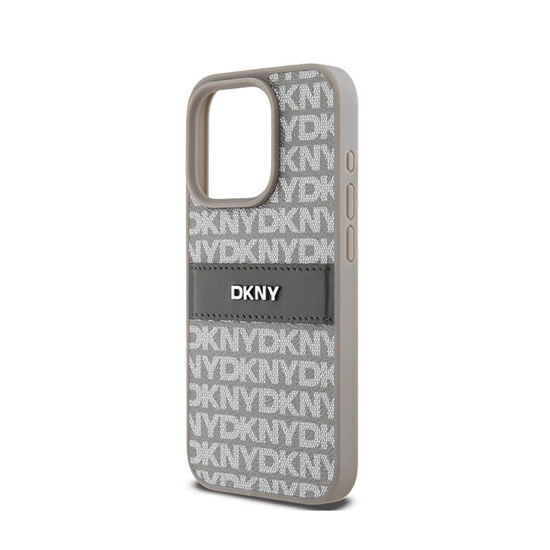 DKNY Leather Mono Stripe & Metal Logo - iPhone 15 Pro Case (beige) - 6