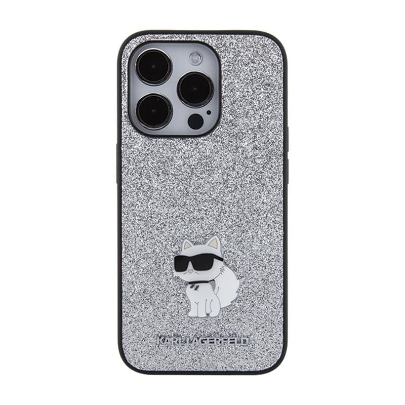 Karl Lagerfeld Fixed Glitter Choupette Logo Metal Pin - Case iPhone 15 Pro Max (silver) - 3